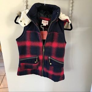 Plaid hooded vest.  NWT